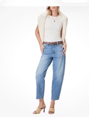 PAIGE Women's button fly jeans  in Light Blue Wash